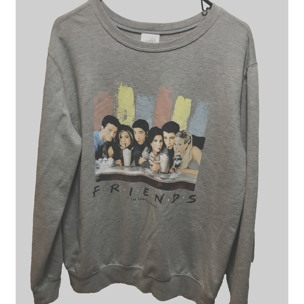 Friends The Television Series Graphic Sweatshirt Gray Crewneck Large Milkshake